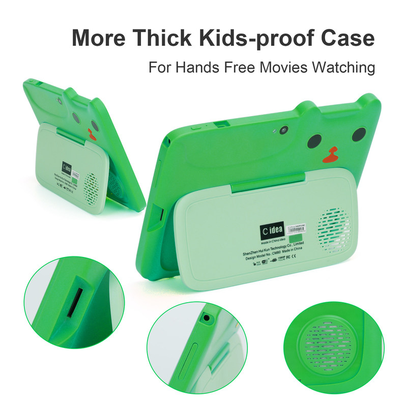 C idea Verde Display HD 7' Android 9 Tablet per bambini con custodia antiurto Batteria 5000mAh CM80 Verde