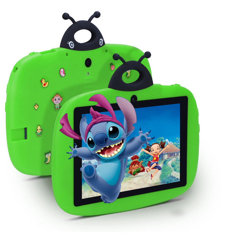 C idea Dual Camera WiFi 7 Inch Tablet PC Android Bambini per l'apprendimento dei bambini piccoli 128GB con Case/ Kids App CM75 (verde)