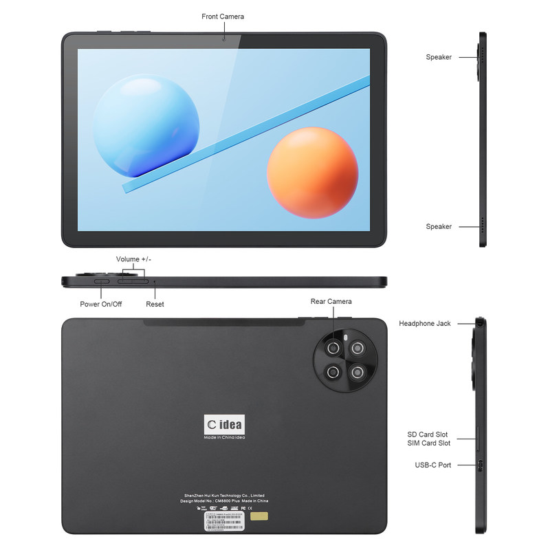 C Idea 512GB di archiviazione 5G Wi-Fi Trouch Screen 10.1 Inch Tablet Con SIM Per la scuola CM8800plus