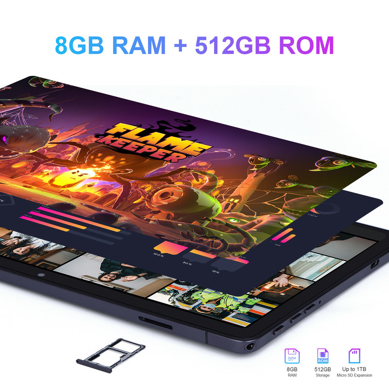 C idea Supporto SIM 8GB RAM 512GB 10 Inch Tablet PC con tastiera per studenti CM8500