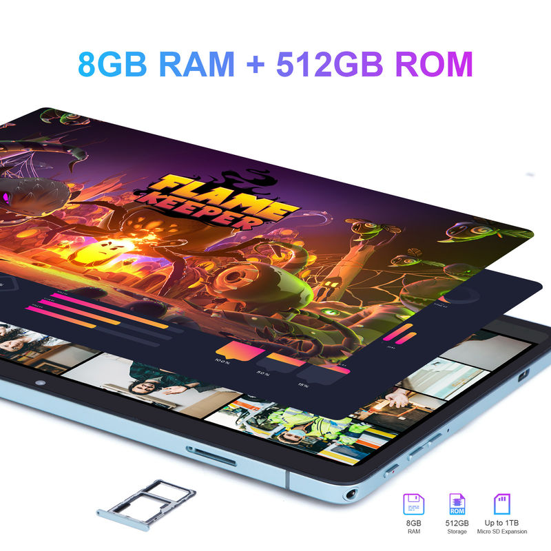 C idea 10.1 Inch Smart Tablet 10000mAh Batteria 8GB + 512GB con tastiera Bluetooth e supporto SIM per l'istruzione e l'apprendimento