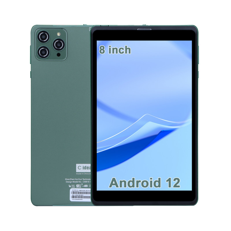 C idea 8 pollici Android Tablet PC Con Android 12 OS Quad Core CPU 8GB RAM 512GB Storage IPS HD Display CM818-Green