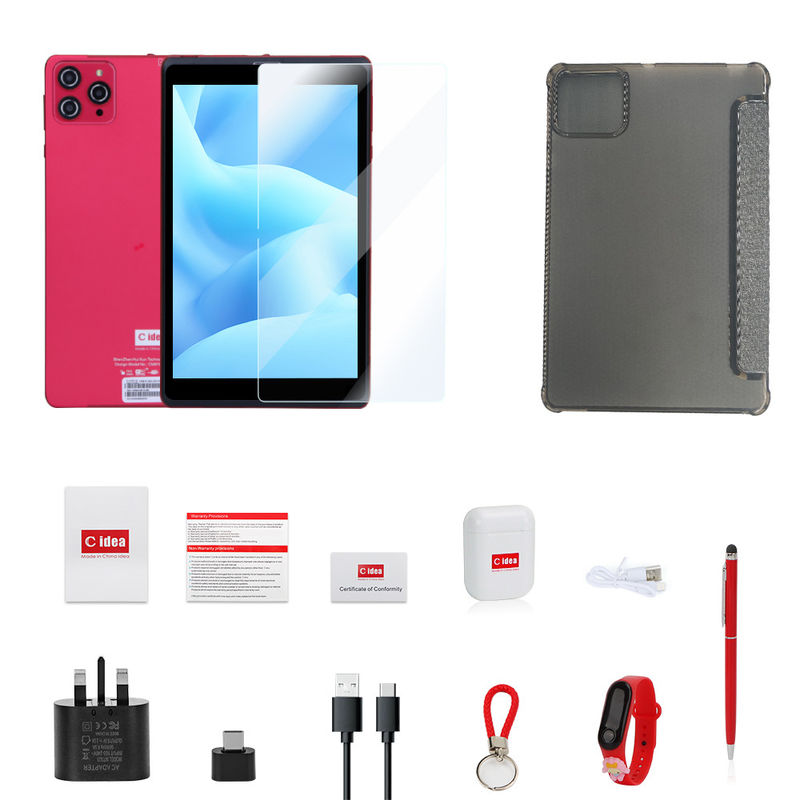 C idea 8 pollici Android 12 Tablet 8GB RAM 512GB ROM 8000mAh Batteria 5+8MP Fotocamera per studenti con supporto SIM CM818-rosso