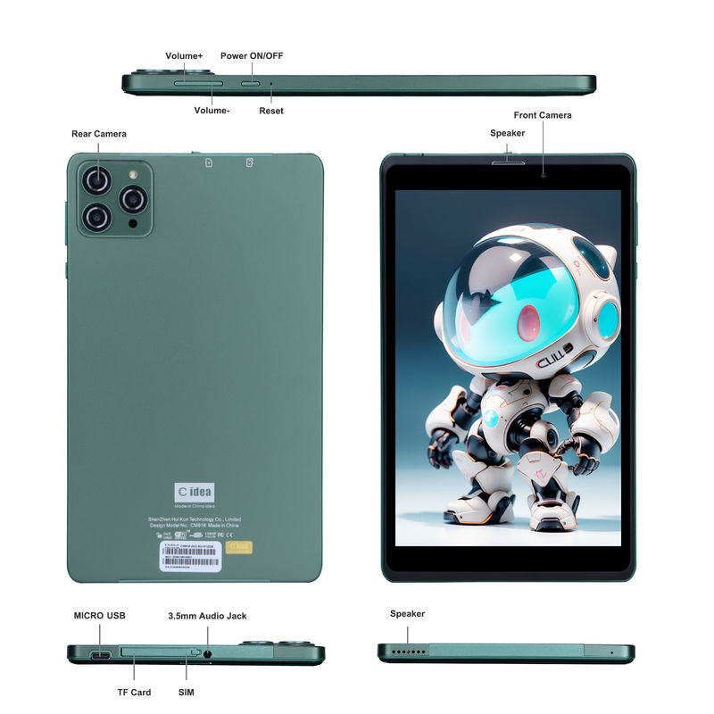 C idea Tablet portatile Android da 8 pollici con Android 12 Quad Core CPU 8GB RAM 512GB Storage IPS HD Display CM818-Green