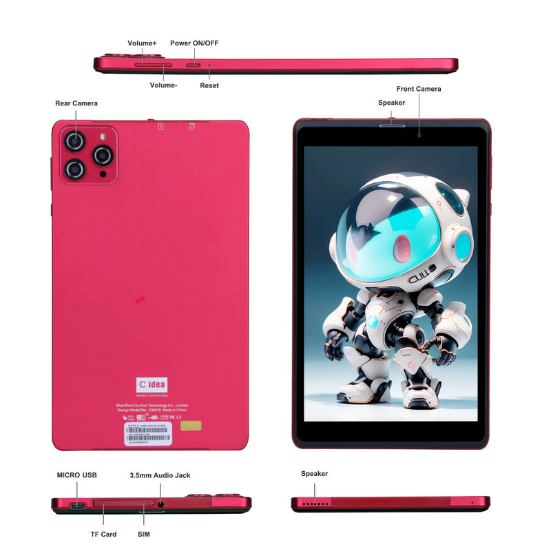 C idea 8 pollici Android 12 Tablet 8GB RAM 512GB ROM 8000mAh Batteria 5+8MP Fotocamera per adolescenti con supporto SIM CM818-rosso