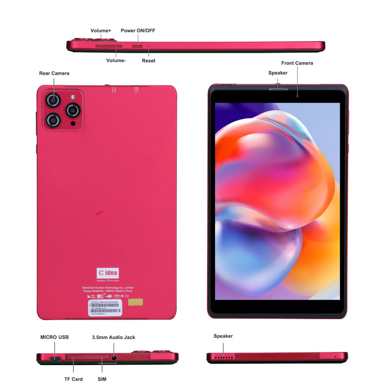 C idea 8 pollici Android 12 Tablet 8GB RAM 512GB ROM 8000mAh Batteria 5+8MP Fotocamera per studenti con supporto SIM CM818-rosso