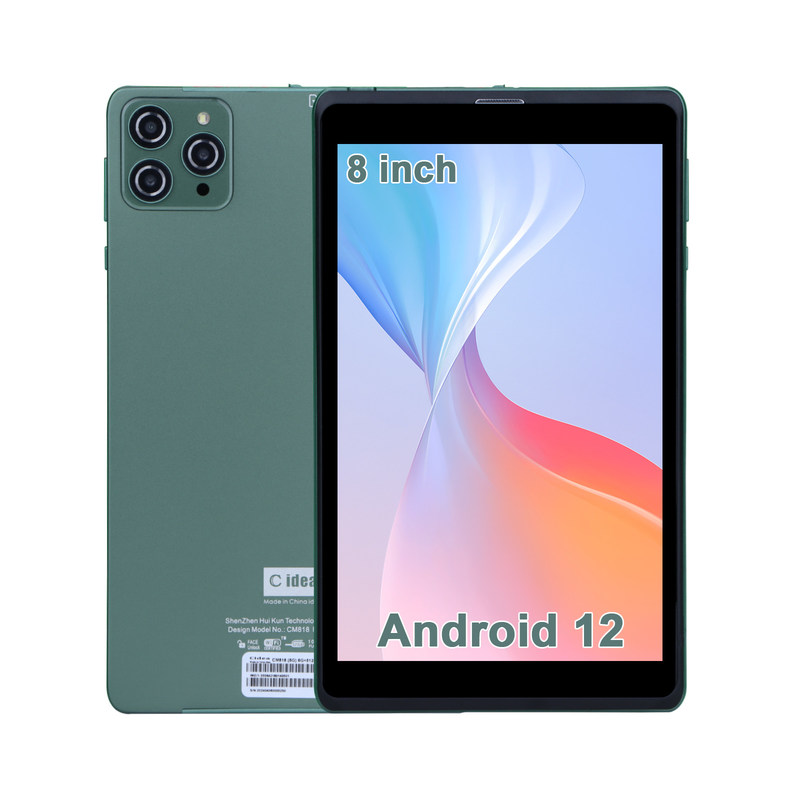 C idea 8 pollici Android Tablet PC Con Android 12 OS Quad Core CPU 8GB RAM 512GB Storage IPS HD Display CM818-Green