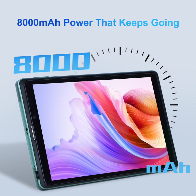 C idea 8 pollici Android Tablet PC Con Android 12 OS Quad Core CPU 8GB RAM 512GB Storage IPS HD Display CM818-Green