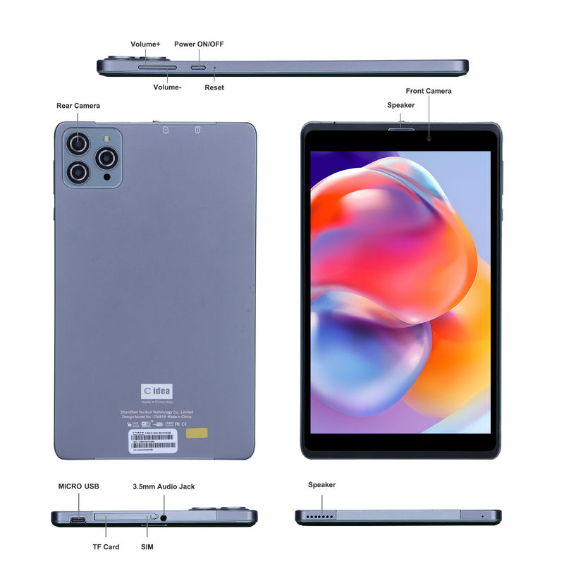 C idea Tablet Android PC con doppia fotocamera 8 pollici 1280x800 IPS HD Display Tablet Android 12 per studenti CM818-Gray