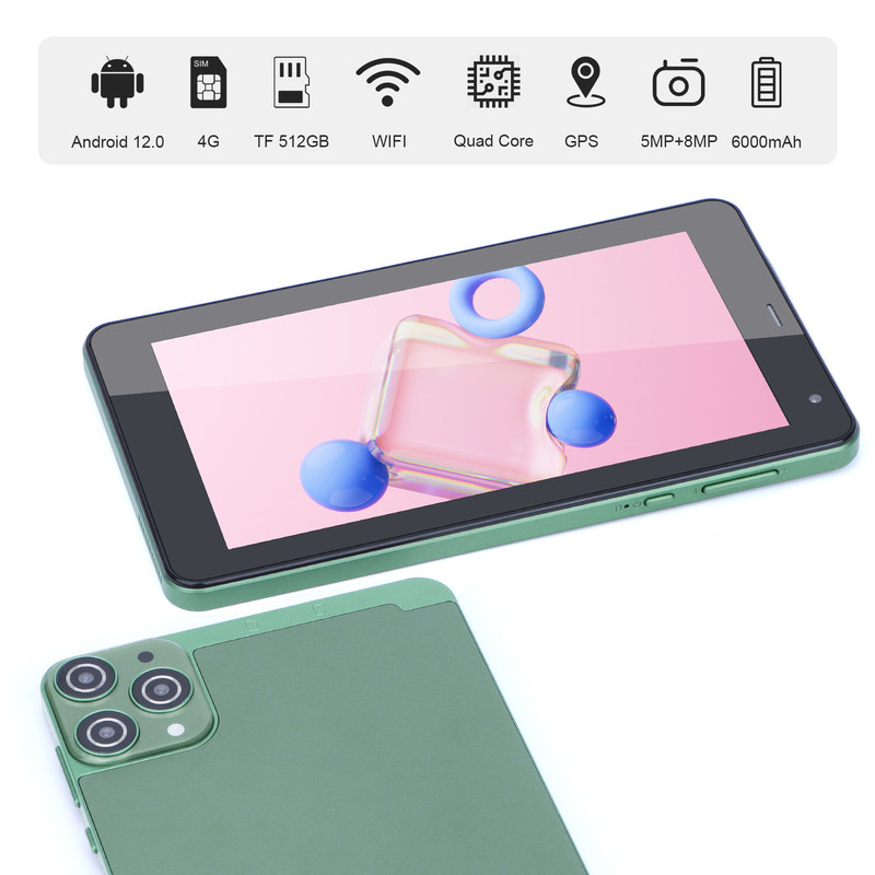 C Idea Tablet Android da 7 pollici 6+128GB Quad Core Touch Screen Tablet per Studenet CM515 ((verde)