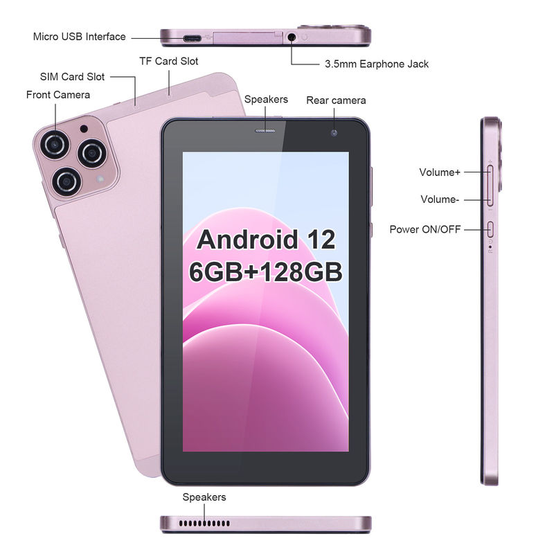 C idea 7 pollici Android Smart Tablet 6+128GB Quad Core WiFi Tablet HD Touch Screen per adolescenti CM515 ((Pink)