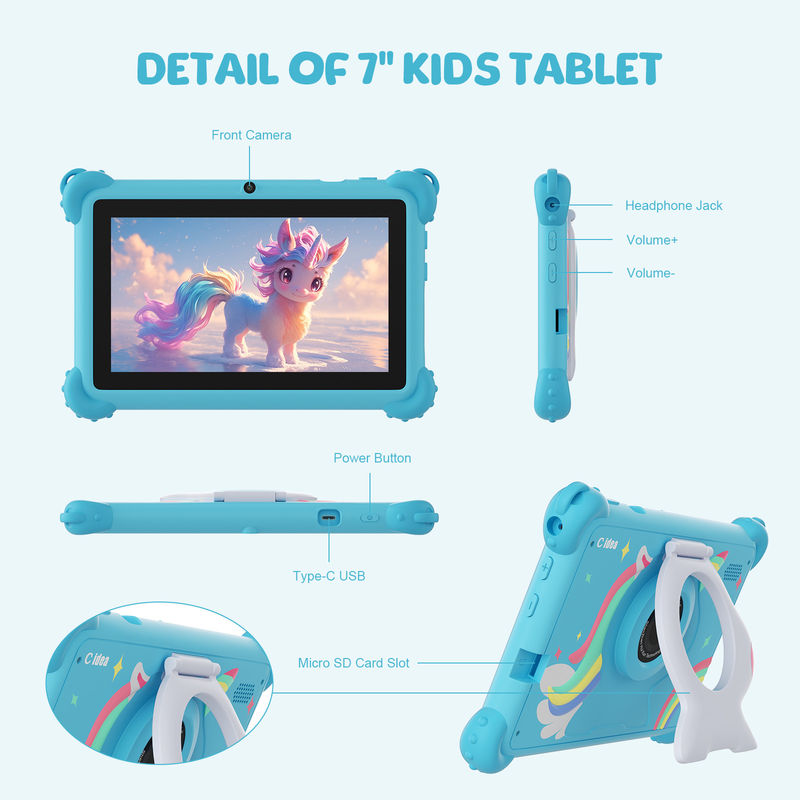 C Idea Android 12 Smart Kidspad 7 Inch Kids Tablet età 3-7 con doppia fotocamera CM88