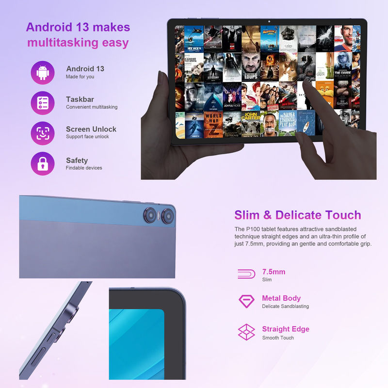 C idea Android 13 Dual Camera 5MP+13MP Con 1200*2000 2K Screen 11 Inch Tablet PC P100