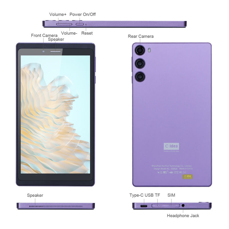C Idea Portable 7 Inch Smart Tablet Pc Con Sim 6GB 128GB Educazione Per Scuola CM525 ((Purple)