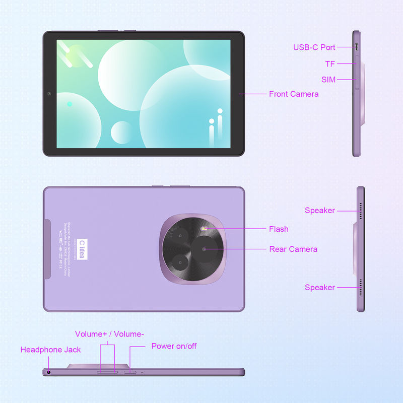 C Idea 9 Inch Tablet 5MP+8MP Tablet didattico per studenti CM935 viola