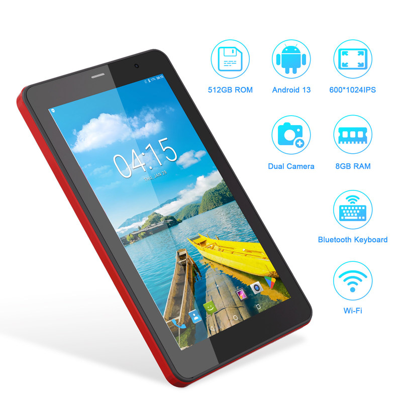 C Idea Tablet Android 13 con SIM Wifi Tablet touch screen da 7 pollici per studenti CM518 Pro rosso