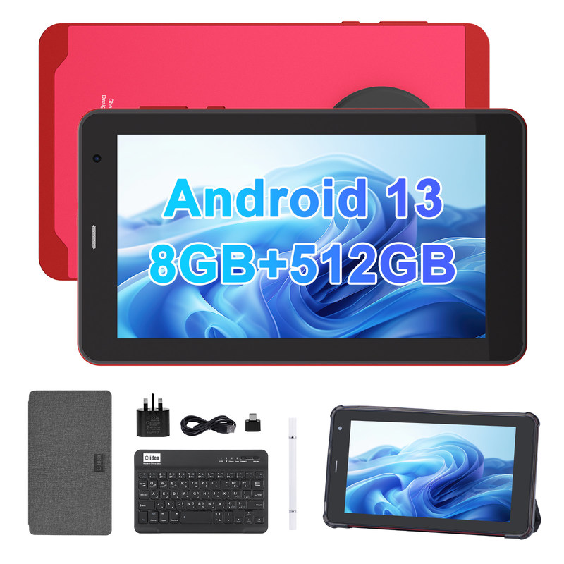 C Idea Tablet Android 13 con SIM Wifi Tablet touch screen da 7 pollici per studenti CM518 Pro rosso