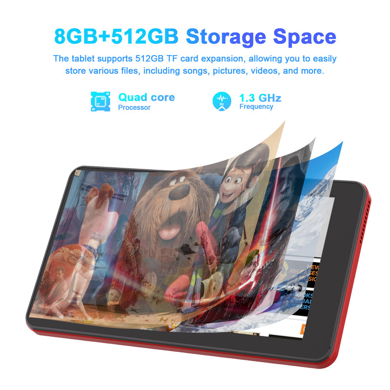 C Idea Tablet Android 13 con SIM Wifi Tablet touch screen da 7 pollici per studenti CM518 Pro rosso