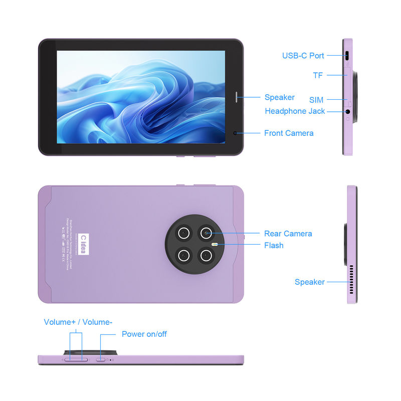 C Idea Android 13 con 6000mAh Tablet da 7 pollici Tablet didattico PC con penna CM518 Pro Purple