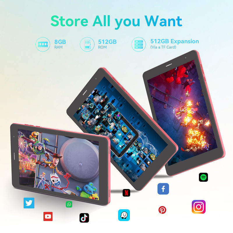 C Idea 5g Android Tablet 8+512gb Tablet da 8 pollici per studenti con SIM e Wifi Cm828 rosso
