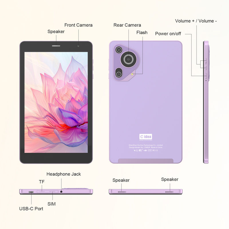 C Idea 8in Tablet Gaming Education Tablet Android per studenti con SIM e Wifi CM828 viola