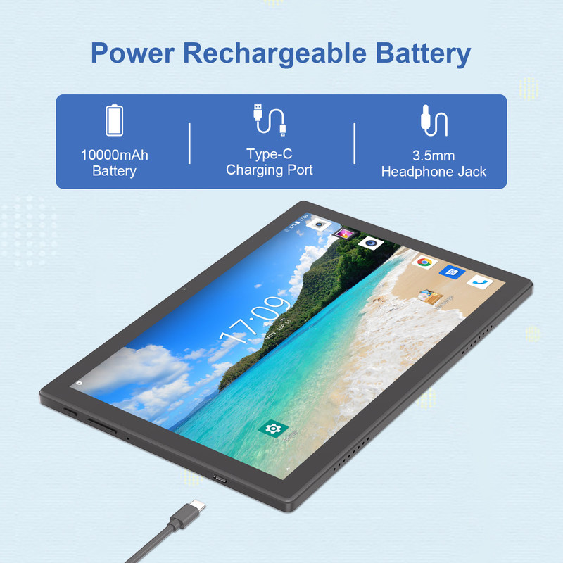 C Idea 10,1 pollici Wifi Educational Android Tablet Pc con tastiera di supporto Sim M8200 Plus Nero