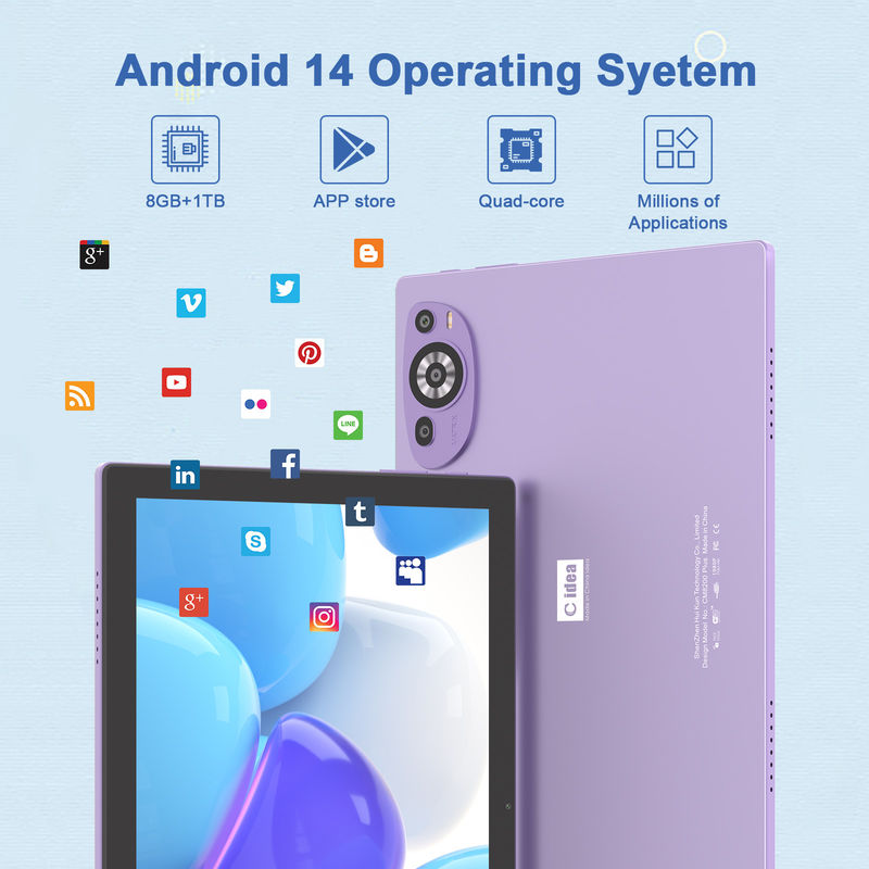 C Idea Android 14 Tab 512GB Tablet didattico per studenti con tastiera Cm8200plus viola