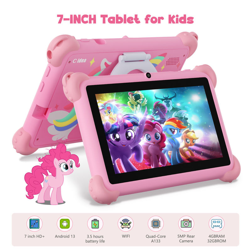 C Idea Android 13 Kids Tablet 4+32GB Tablet didattico Kidspad con APP amichevole CM91 rosa