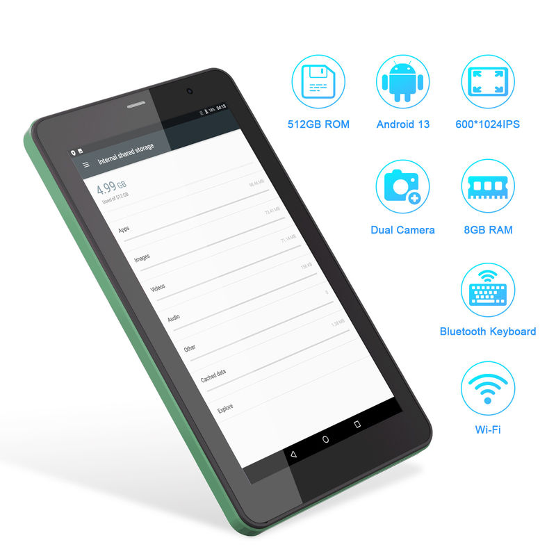 C Idea 7 Inch Tablet Pc Android 13, 8+512gb con Smart Tablet Sim-Compatibile Per Studenti CM518pro Verde