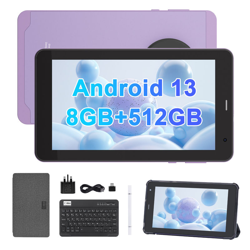 C Idea Android 13 Tablet didattico, 8+512GB, Tablet portatile da 7 pollici con supporto SIM  CM518pro Purple
