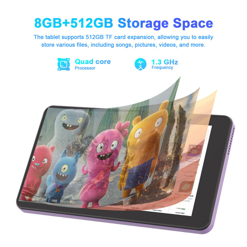 C Idea Android 13 Tablet didattico, 8+512GB, Tablet portatile da 7 pollici con supporto SIM  CM518pro Purple