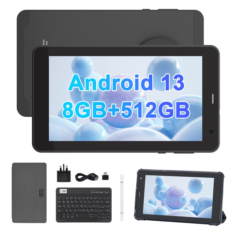 C Idea 7 Inch Tab, 8GB di RAM, 512GB di memoria, slot SIM, Android 13 Tablet PC per studenti CM518pro nero