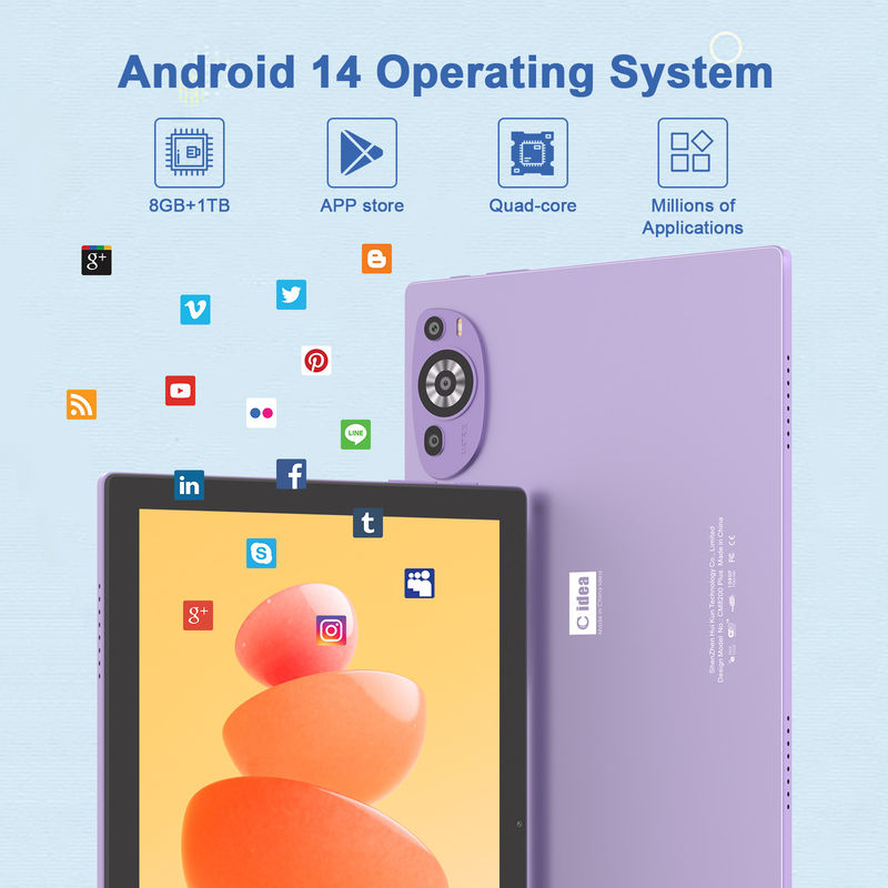 C Idea 10 pollici Android 14 Educational Tablet 512GB per studenti con supporto SIM CM8200Plus Purple