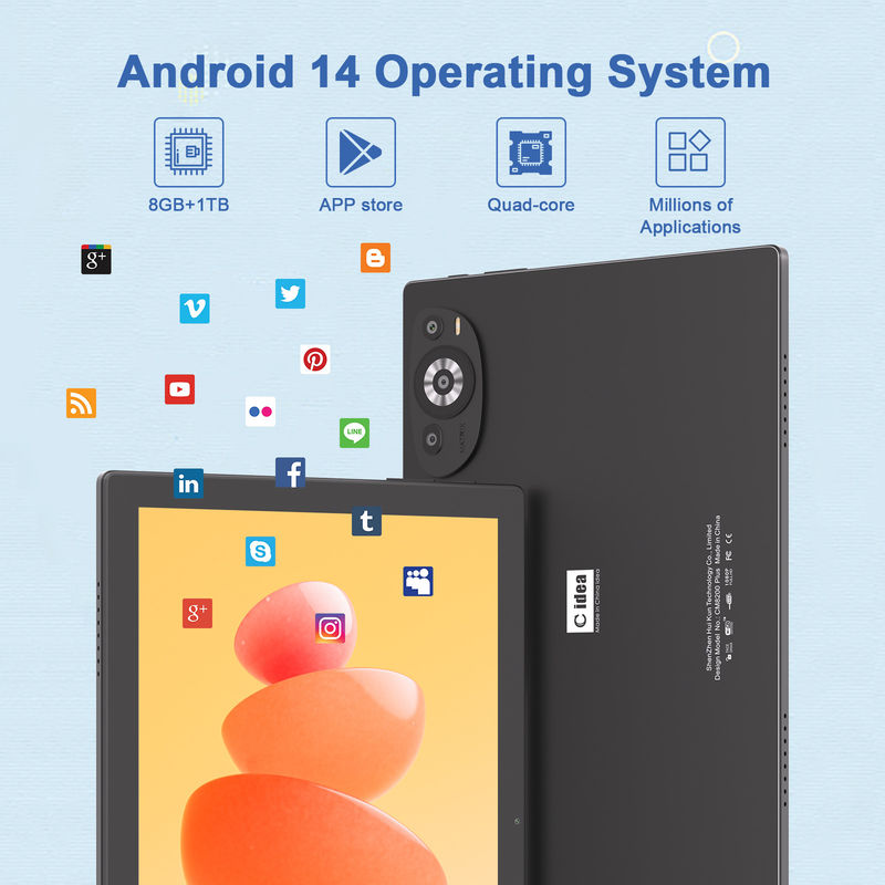 C Idea Tablet Wifi da 10,1 pollici con supporto SIM tastiera didattica Android Tablet Pc M8200 Plus Nero