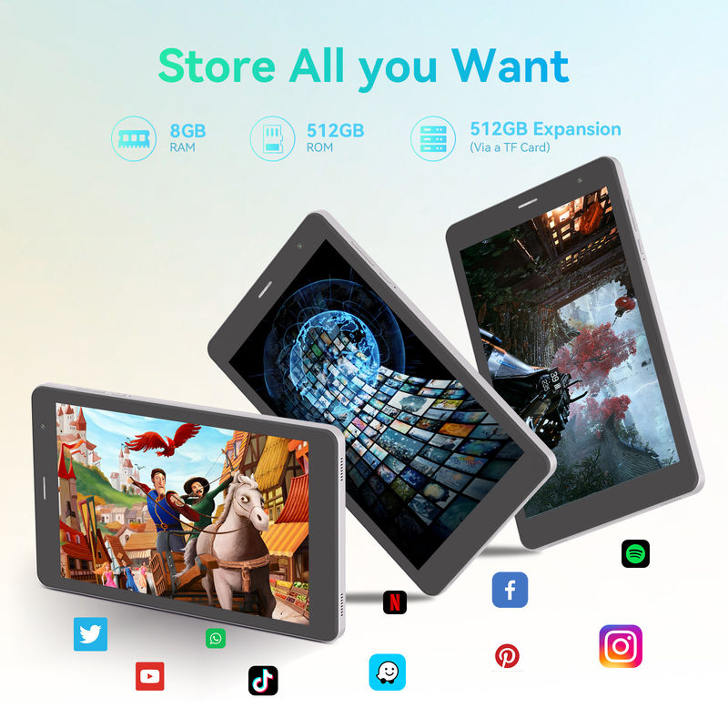C Idea Tablet da 8 pollici con doppia fotocamera touch screen Smart Tablet PC CM828 in argento