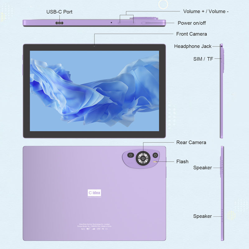 C Idea 10 pollici 512 GB Android 14 Tablet didattico per studenti con SIM CM8200Plus Purple