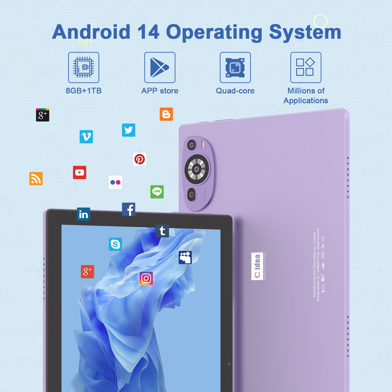 C Idea 10 pollici 512 GB Android 14 Tablet didattico per studenti con SIM CM8200Plus Purple