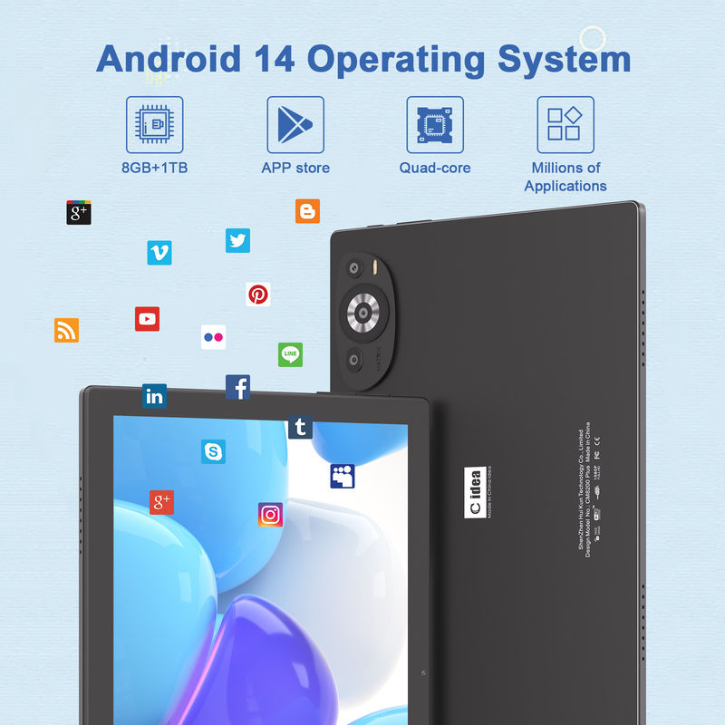 C Idea 10.1 Inch 5G Tablet Con Supporto Sim Tastiera Educativa Android Tablet Pc M8200 Plus Nero