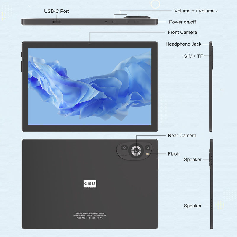 C Idea 10.1 Inch 5G Tablet Con Supporto Sim Tastiera Educativa Android Tablet Pc M8200 Plus Nero