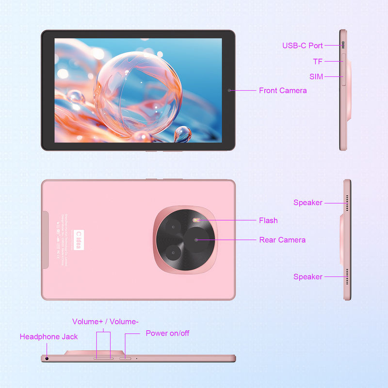 C idea Android Tablet 5G supporto SIM 9 pollici Tablet PC con custodia e penna CM935 rosa