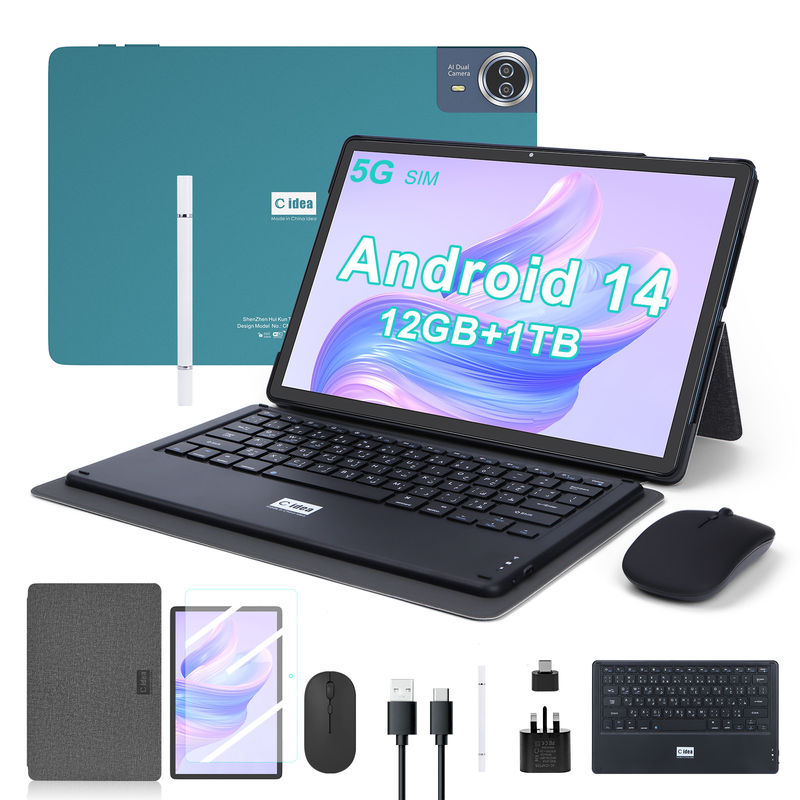 C Idea Tablet da 14 pollici Smart Tablet PC con tastiera CM14000 più blu