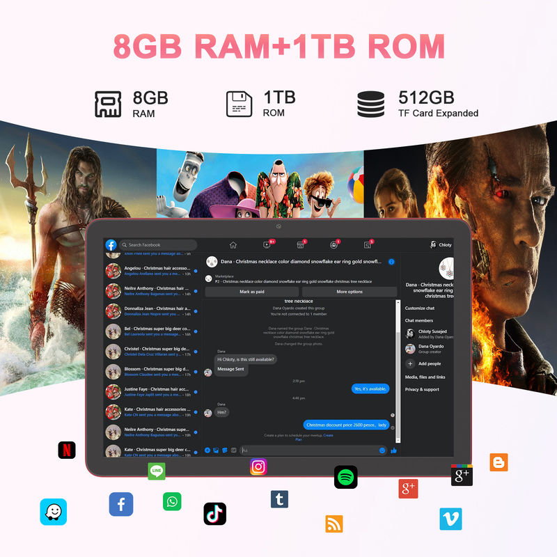 C Idea Tablet 10,1 pollici 5G LTE Tablet Touch Screen Tablet Pc per uso quotidiano CM8300 Plus Rosso