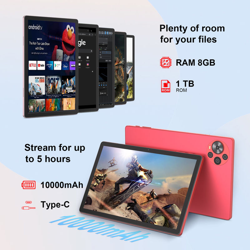 C Idea Android 14 Tablet 2k Screen Tablet didattico per studenti con tastiera e mouse CM10500 Plus Rosso