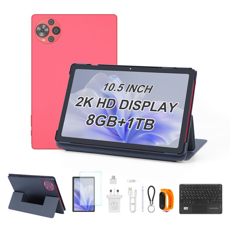 C Idea Android 14 Tablet 2k Screen Tablet didattico per studenti con tastiera e mouse CM10500 Plus Rosso