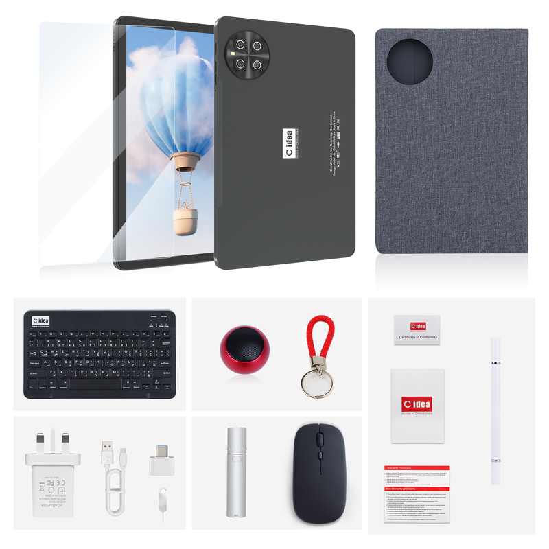 C Idea 10,1 pollici Tablet PC Android 15 Tablet Con tastiera e mouse CM8800plus Grigio