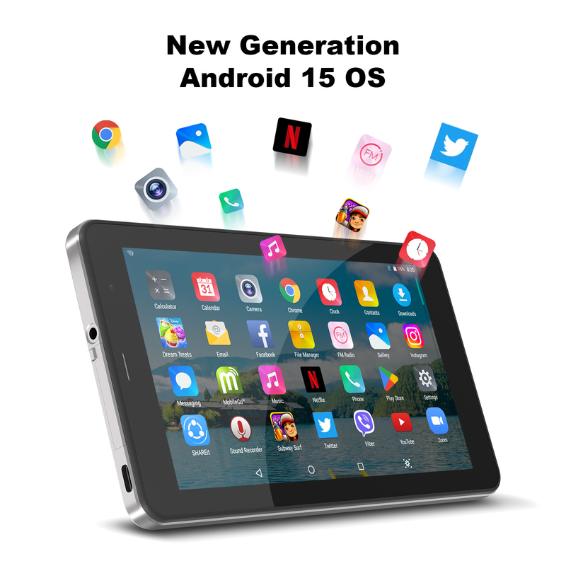 C idea Tablet Wifi da 7 pollici con custodia 8+256GB Storage Quad Core Processor 600x1024 IPS Touchscreen CM516 argento