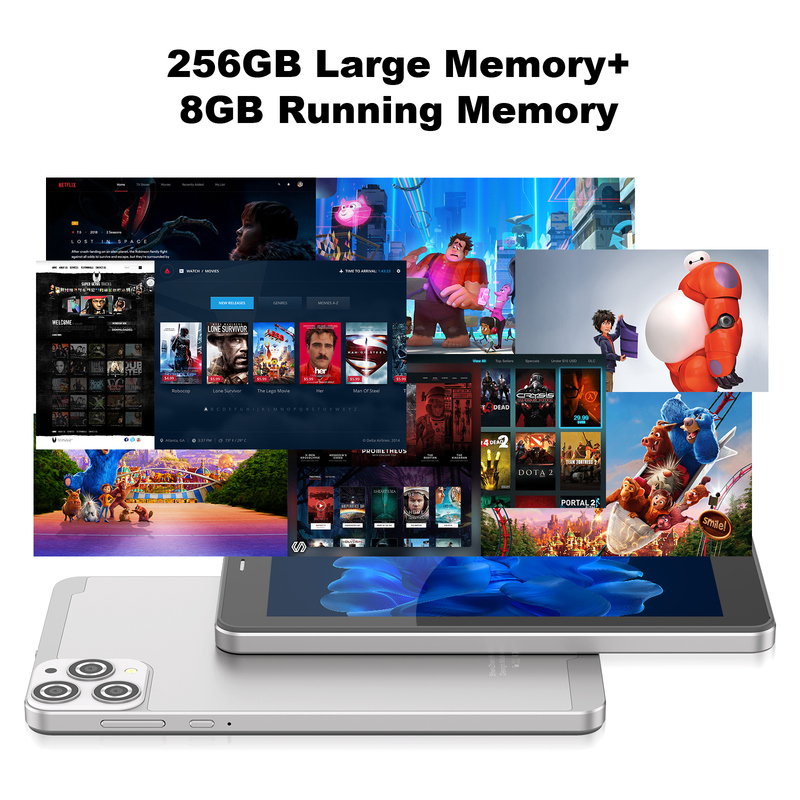 C idea Tablet Wifi da 7 pollici con custodia 8+256GB Storage Quad Core Processor 600x1024 IPS Touchscreen CM516 argento