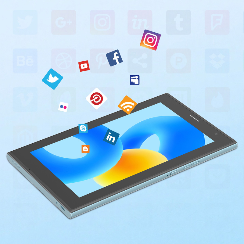 C idea Tablet Wifi da 7 pollici con custodia 8+256GB Storage Quad Core Processor 600x1024 IPS Touchscreen CM524 blu