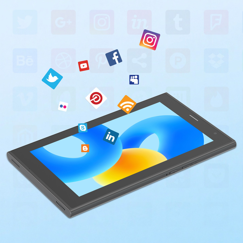 Tablet C idea da 7 pollici con Wi-Fi, custodia, 8+256GB di memoria, processore Quad Core, touchscreen IPS 600x1024 CM524 grigio