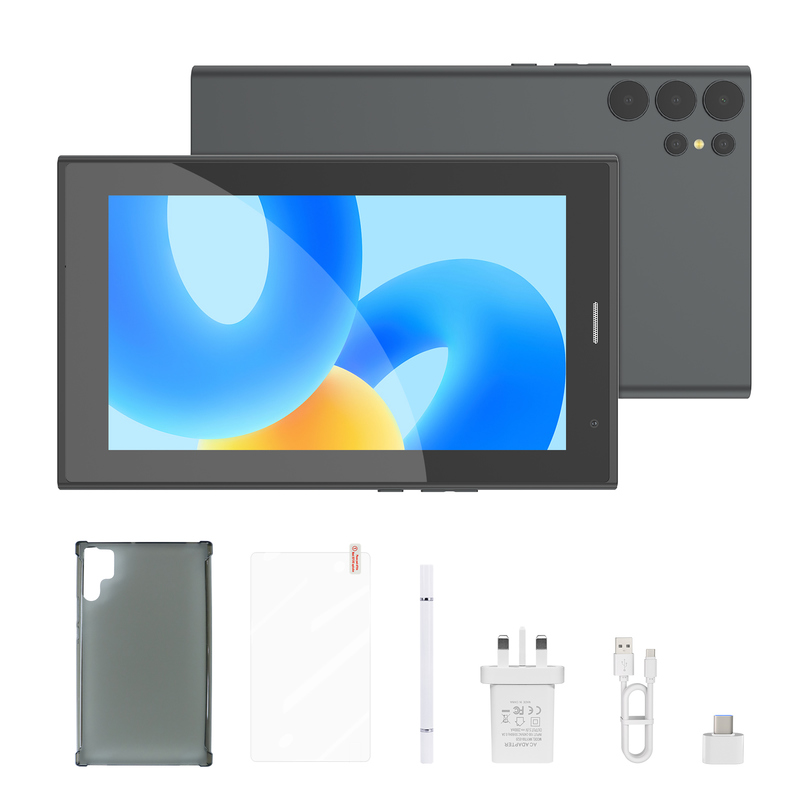 Tablet C idea da 7 pollici con Wi-Fi, custodia, 8+256GB di memoria, processore Quad Core, touchscreen IPS 600x1024 CM524 grigio